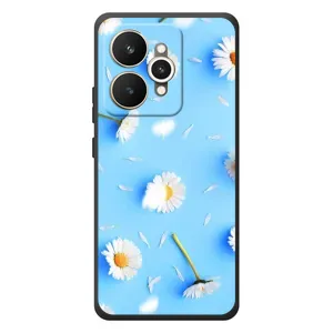 Чехол с Цветами для Realme 15 (ромашки на голубом)