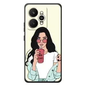 Силиконовый Чехол на Realme 15 с картинкой Стильных Девушек (С напитком)