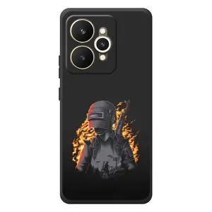 Силиконовый чехол с картинкой "Герой Pubg" на Realme 15 (В огне)