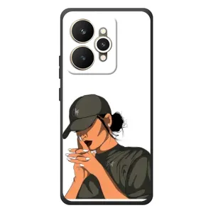 Силиконовый Чехол на Realme 15 с картинкой Стильных Девушек (В зеленом)