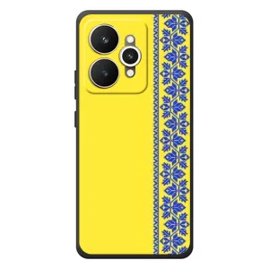 Силиконовый Чехол на Realme 15 (Вышиванка на желтом)