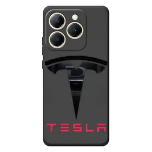 Силиконовый бампер с картинкой машины на RealMe 15T (Logo TESLA)