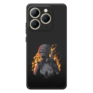 Силиконовый чехол с картинкой "Герой Pubg" на RealMe 15T (В огне)