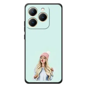 Силіконовый Чохол на RealMe 15T з картинкой Модных девушек (В шапці)