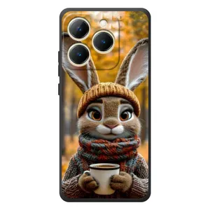 Печатный чехол «Зверята с кофе» для RealMe 15T (Зайчик с кофе)