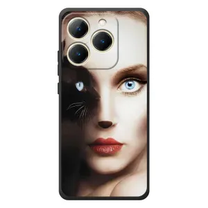 Бампер з зображенням Котиків для РеалМі 15Т (Жінка кішка)