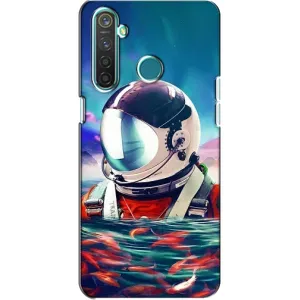 Силиконовый Чехол с принтом "Космонавты" на Realme 5 Pro (Космонавт в воде)