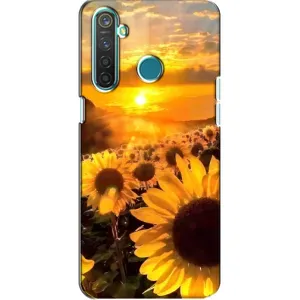 Чехол с Цветами для Realme 5 Pro (поле подсолнухов)