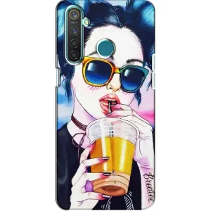 Чехол с картинкой Модные Девчонки Realme 5 (Девушка с коктейлем)