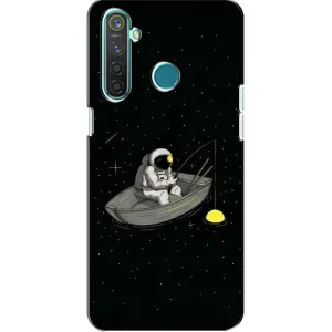 Силиконовый Чехол с принтом "Космонавты" на Realme 5 (Космонавт на рыбалке)