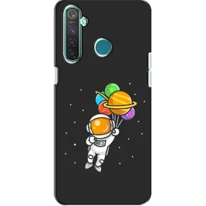 Силиконовый Чехол с принтом "Космонавты" на Realme 5 (Космонавт с шариками)