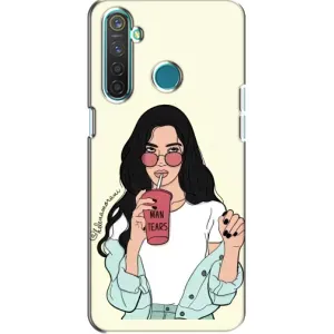 Силиконовый Чехол на Realme 5 с картинкой Стильных Девушек (С напитком)