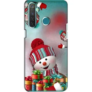 Чехлы на Новый Год Realme 5 (Снеговик в шапке)