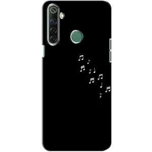 Чехол с картинками на черном фоне для Realme 6i (Ноты)