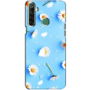 Чохол з Квітами для Realme 6i (ромашки на блакитному)