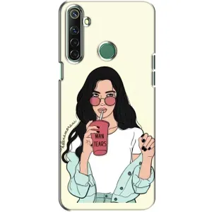 Силиконовый Чехол на Realme 6i с картинкой Стильных Девушек (С напитком)