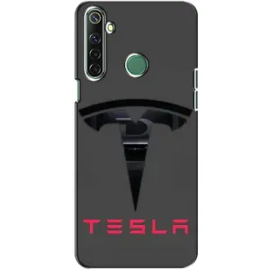 Силиконовый бампер с картинкой машины на Realme 6i (Logo TESLA)