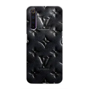 Текстурный Чехол Louis Vuitton для Реалми 6 Про (Черный ЛВ)