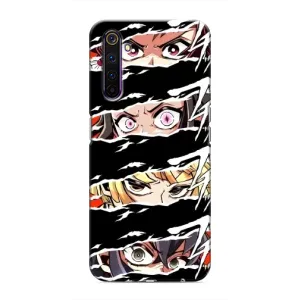 Силиконовые чехлы с глазами Anime для Реалми 6 Про (Глаза на чорном)