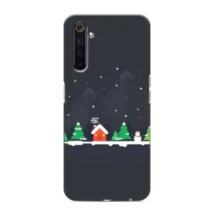 Силиконовый бампер на рождество для Realme 6 Pro (Город зимний)