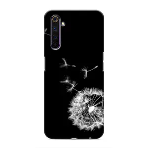 Силиконовый Чехол с одуванчиками на Realme 6 Pro (Одуванчик на чёрном)