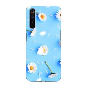 Чехол с Цветами для Realme 6 Pro (ромашки на голубом)