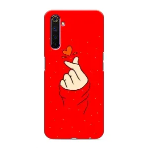Чехлы (Знак сердечка) на Realme 6 Pro (Сердце на красном)