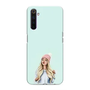 Силиконовый Чехол на Realme 6 Pro с картинкой Стильных Девушек (В шапке)