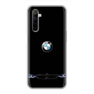 Силиконовый бампер с картинкой машины на Realme 6 (Черный BMW)