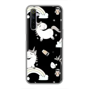 Чехол Unicorn на Realme 6 (Единорог с кофе)