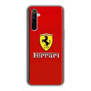 Силиконовый бампер с картинкой машины на Realme 6 (Ferrari Logo)