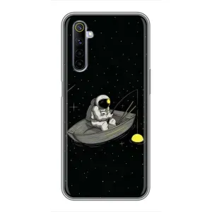 Силиконовый Чехол с принтом "Космонавты" на Realme 6 (Космонавт на рыбалке)