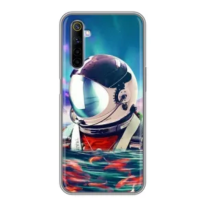 Силиконовый Чехол с принтом "Космонавты" на Realme 6 (Космонавт в воде)