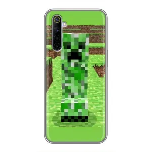 Чехлы для Realme 6 (Персонажи Майн Крафт) (Крипер 2)