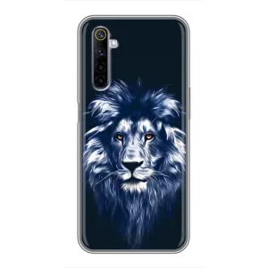 Чехол с картинкой на Realme 6 (Лев - синий)