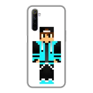 Чехлы для Realme 6 (Персонажи Майн Крафт) (Мальчик в голубом)