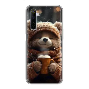 Печатный чехол «Зверята с кофе» для Realme 6 (Медвежонок с кофе)