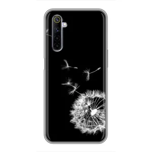 Силиконовый Чехол с одуванчиками на Realme 6 (Одуванчик на чёрном)