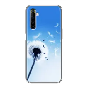 Силиконовый Чехол с одуванчиками на Realme 6 (Одуванчик на голубом)