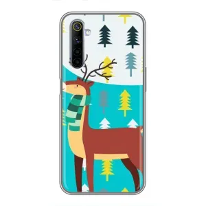 Силиконовый бампер с картинкой животных для Realme 6 (Олень с шарфом)