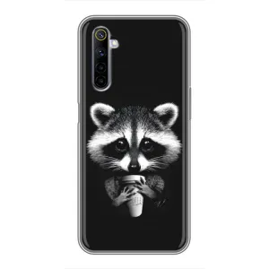 Силиконовый Чехол с Енотами на Realme 6 (С кофем)