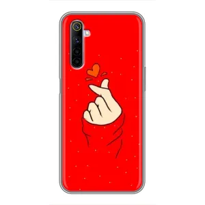 Чехлы (Знак сердечка) на Realme 6 (Сердце на красном)