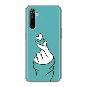 Чехлы (Знак сердечка) на Realme 6 (Сердечко на бирюзовом)
