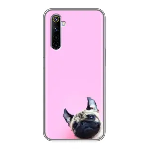 Бампер для Realme 6 с картинкой "Песики" (Собака на розовом)