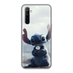 Чехол с рисунком Стич для Realme 6 (Стич с цветочком)