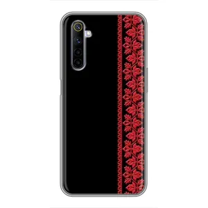 Силиконовый Чехол на Realme 6 с картинкой Вышиванки (Вышиванка на черном)