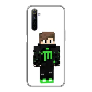 Чехлы для Realme 6 (Персонажи Майн Крафт) (Зеленый мальчик)
