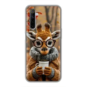 Печатный чехол «Зверята с кофе» для Realme 6 (Жираф с кофе)