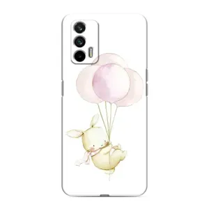 Силиконовый бампер с картинкой животных для Realme 7 Pro (Кролик и шарики)