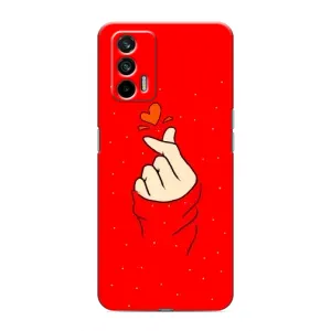 Чехлы (Знак сердечка) на Realme 7 Pro (Сердце на красном)